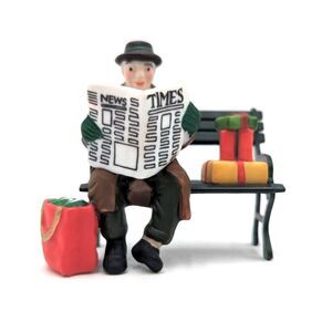 Dept 56 Rest Ye Merry Gentleman Man on Park Bench reading TIMES‎ Paper #5540-9